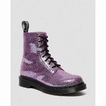 Dr Martens Női 1460 Pascal Snake Metallic Suede Bakancs Lila